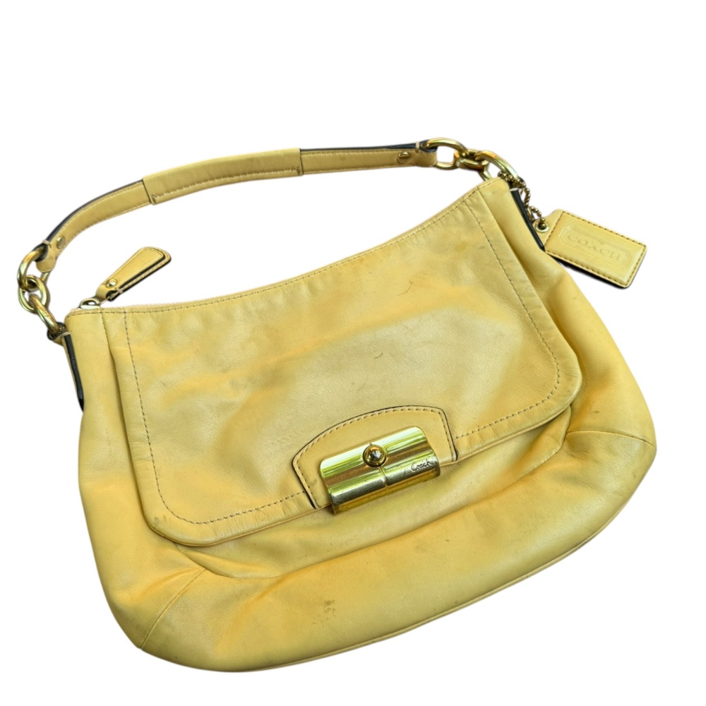 Coach yellow soft leather shoulder bag purse